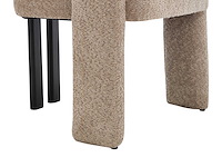 Stoel met armleuningen van badstof en zwart rubberhout - taupe - afbeelding 5 van  7