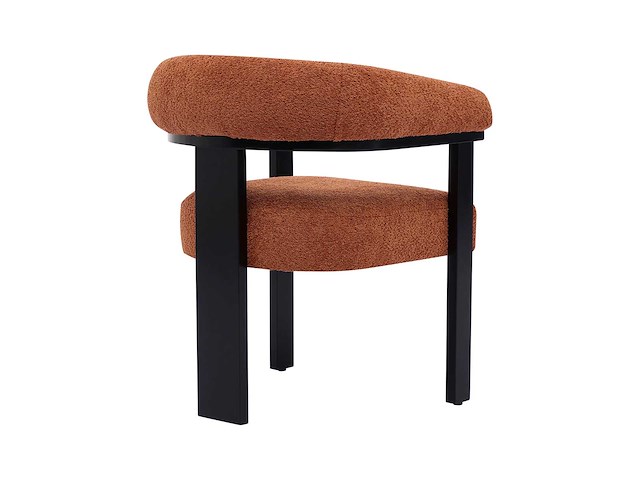 Stoel met armleuningen van badstof en zwart rubberhout - terracotta - afbeelding 2 van  2