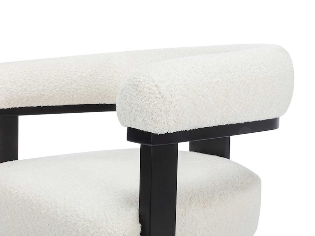 Stoel met armleuningen van zwart terry stof en rubberhout - wit - afbeelding 4 van  6