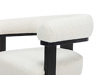 Stoel met armleuningen van zwart terry stof en rubberhout - wit - afbeelding 4 van  6