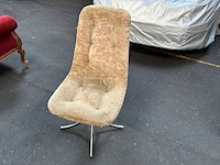 Stoel / set van 4 vintage stoelen in beige stof met chromen voet - afbeelding 5 van  15