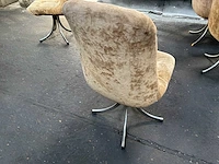 Stoel / set van 4 vintage stoelen in beige stof met chromen voet - afbeelding 7 van  15