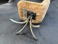 Stoel / set van 4 vintage stoelen in beige stof met chromen voet - afbeelding 10 van  15