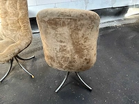 Stoel / set van 4 vintage stoelen in beige stof met chromen voet - afbeelding 12 van  15