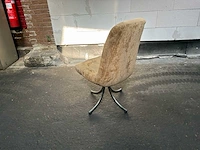 Stoel / set van 4 vintage stoelen in beige stof met chromen voet - afbeelding 2 van  15