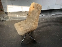 Stoel / set van 4 vintage stoelen in beige stof met chromen voet - afbeelding 3 van  15