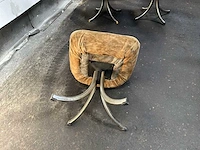 Stoel / set van 4 vintage stoelen in beige stof met chromen voet - afbeelding 4 van  15