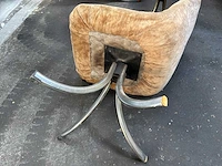 Stoel / set van 4 vintage stoelen in beige stof met chromen voet - afbeelding 15 van  15