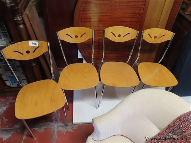 Stoelen hout/metaal 4 stuks - afbeelding 1 van  3