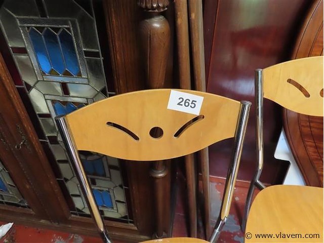 Stoelen hout/metaal 4 stuks - afbeelding 2 van  3