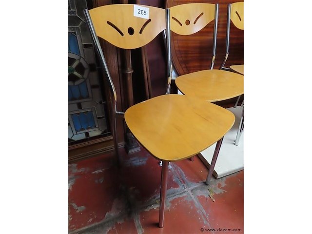 Stoelen hout/metaal 4 stuks - afbeelding 3 van  3