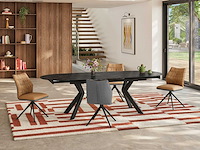 Stoelen in stof en zwart metaal - oker en grijs (x8)