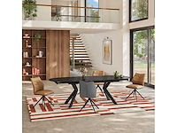 Stoelen in stof en zwart metaal - oker en grijs (x8) - afbeelding 3 van  8