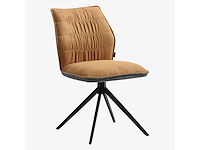 Stoelen in stof en zwart metaal - oker en grijs (x8) - afbeelding 4 van  8