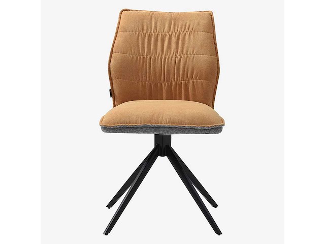 Stoelen in stof en zwart metaal - oker en grijs (x8) - afbeelding 6 van  8