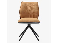 Stoelen in stof en zwart metaal - oker en grijs (x8) - afbeelding 6 van  8