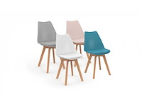 Stoelen mengen kleuren: 1x wit, 1x lichtgrijs, 1x pastelblauw en 1x roze - set van 4 - afbeelding 3 van  8