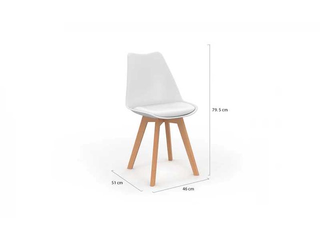 Stoelen mengen kleuren: 1x wit, 1x lichtgrijs, 1x pastelblauw en 1x roze - set van 4 - afbeelding 7 van  8