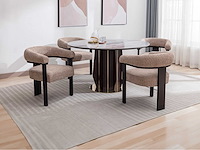 Stoelen met armleuningen van badstof en zwart rubberhout - taupe van pascal morabito (x5) - afbeelding 1 van  9