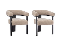 Stoelen met armleuningen van badstof en zwart rubberhout - taupe van pascal morabito (x5) - afbeelding 3 van  9