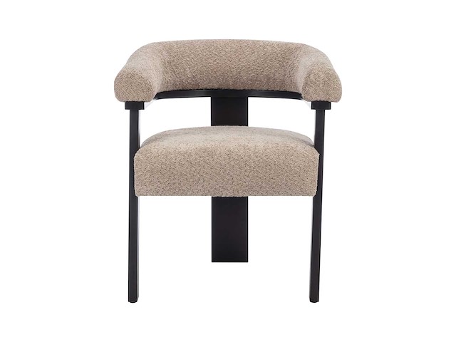 Stoelen met armleuningen van badstof en zwart rubberhout - taupe van pascal morabito (x5) - afbeelding 4 van  9