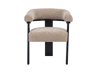 Stoelen met armleuningen van badstof en zwart rubberhout - taupe van pascal morabito (x5) - afbeelding 4 van  9