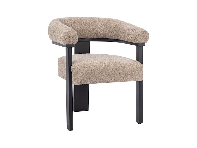 Stoelen met armleuningen van badstof en zwart rubberhout - taupe van pascal morabito (x5) - afbeelding 5 van  9