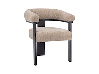 Stoelen met armleuningen van badstof en zwart rubberhout - taupe van pascal morabito (x5) - afbeelding 5 van  9