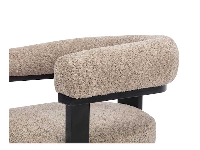 Stoelen met armleuningen van badstof en zwart rubberhout - taupe van pascal morabito (x5) - afbeelding 7 van  9