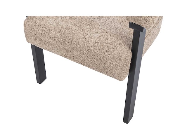 Stoelen met armleuningen van badstof en zwart rubberhout - taupe van pascal morabito (x5) - afbeelding 8 van  9