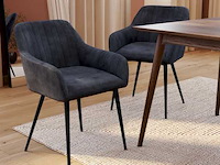 Stoelen met fluwelen armleuningen en metalen poten (x6)