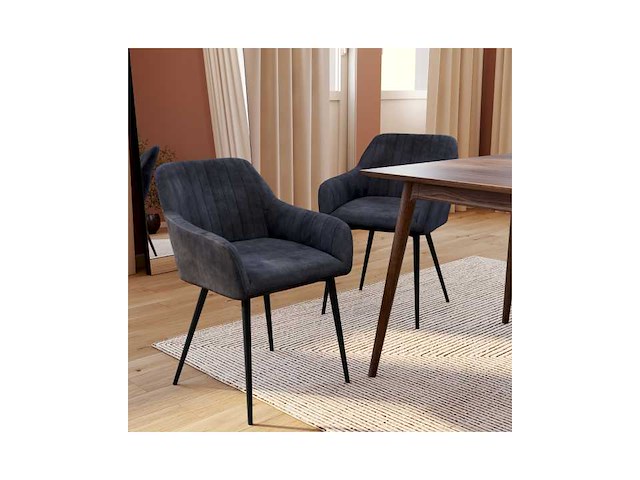 Stoelen met fluwelen armleuningen en metalen poten (x6) - afbeelding 2 van  9