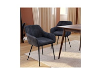 Stoelen met fluwelen armleuningen en metalen poten (x6) - afbeelding 2 van  9