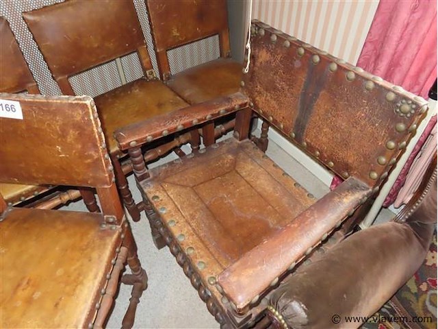 Stoelen met leder, 6 stuks - afbeelding 3 van  4