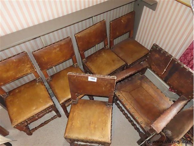 Stoelen met leder, 6 stuks - afbeelding 4 van  4