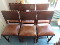 Stoelen met leder, 6 stuks - afbeelding 1 van  3