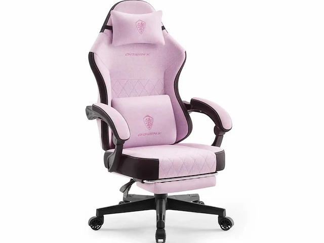 Stoffen gamingstoel met kussen - afbeelding 1 van  5