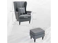 Stoffen loungestoel met poef - afbeelding 2 van  12