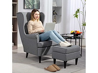 Stoffen loungestoel met poef - afbeelding 5 van  12