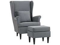 Stoffen loungestoel met poef - afbeelding 12 van  12