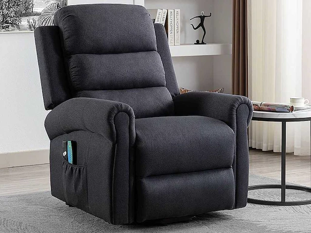 Stoffen massagestoel met elektrische lift - anthracite grey - afbeelding 1 van  7