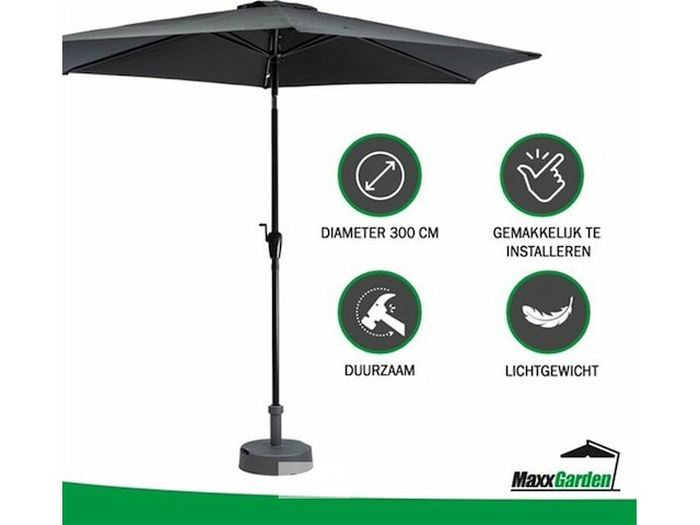 Stokparasol 3 m - antraciet - met kunstof voet - afbeelding 2 van  3