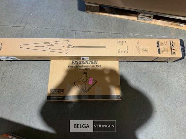 Stokparasol 3 m - taupe - met kunststof voet op wielen - afbeelding 3 van  3