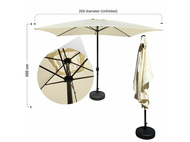 Stokparasol 3 m - wit - afbeelding 2 van  3