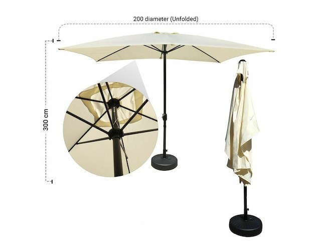 Stokparasol 3 m - wit - afbeelding 2 van  3