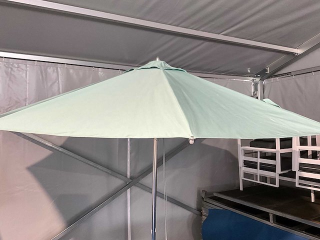 Stokparasol rvs groen 270cm incl betonnen voet - afbeelding 2 van  2