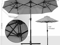 Stokparasol xxl - 300 x 150 cm antraciet incl kruisvoet - afbeelding 3 van  5