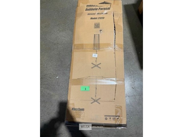 Stokparasol xxl - 300 x 150 cm antraciet incl kruisvoet - afbeelding 5 van  5