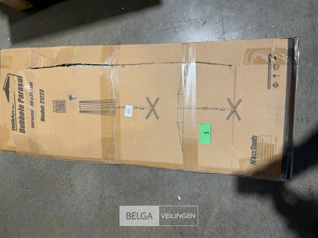 Stokparasol xxl - 300 x 150 cm antraciet incl kruisvoet - afbeelding 4 van  4