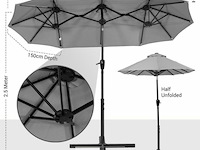 Stokparasol xxl - 300 x 150 cm antraciet incl kruisvoet - afbeelding 3 van  4